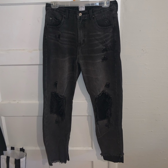 Erissa Knee Rip Jeans Washed Black NWOT - Picture 10 of 12